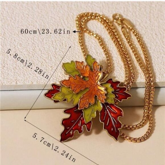 3pcs/Set BEAUTIFUL 3D Vintage Maple Leaf Gold Tone Necklace Earrings set - Picture 7 of 9